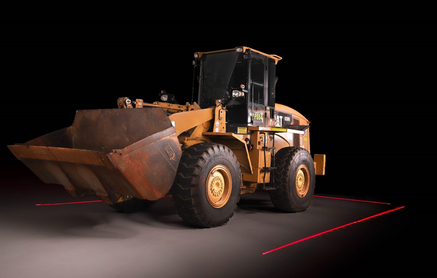 Safety Halo proyectando zona de exclusión láser en cargador frontal