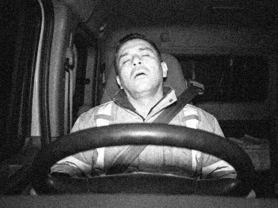 Driver caught by the DMS camera during a fatigue event