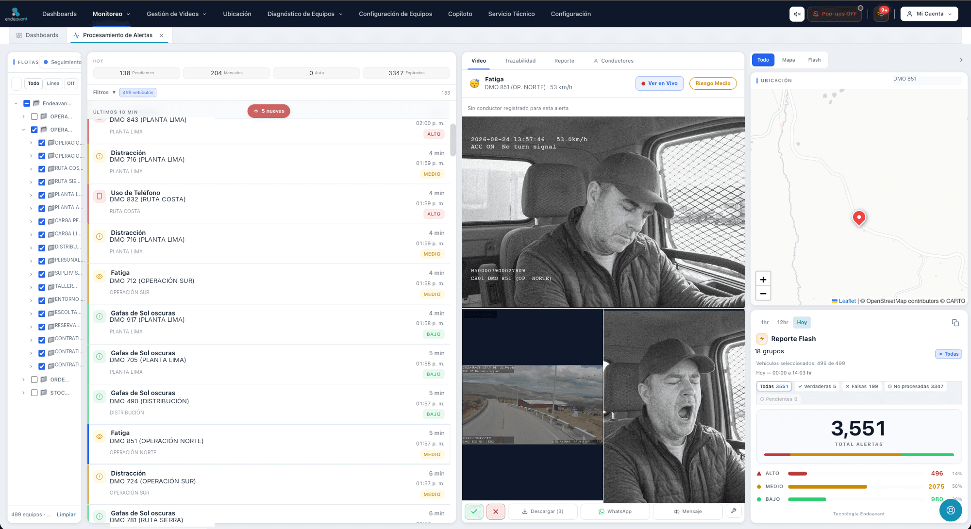 Alert monitoring screen on Endeavant Cloud
